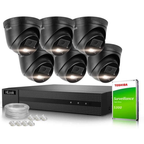 Stebėjimo rinkinys 6x IPCAM-T4-30DL Black 4MPx Dual-Light 30m HiLook by Hikvision