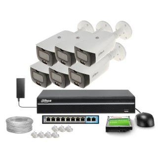 DAHUA WizSense TiOC IP stebėjimo rinkinys su 6 kameromis IPC-HFW3849T1-AS-PV-0280B-S3, įrašymo įrenginiu NVR2108-S3