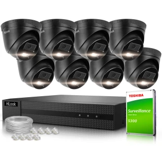 Stebėjimo rinkinys 8x IPCAM-T4-30DL Black 4MPx Dual-Light 30m HiLook by Hikvision
