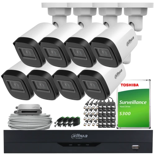 Zestaw do monitoringu AHD, HD-CVI, HD-TVI, PAL Dahua 8x HAC-B1A21-U-0360B - 1080p 3.6mm