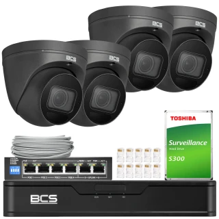 BCS Point stebėjimo rinkinys 4x BCS-P-EIP54VSR4-Ai2-G 4Mpx, SkyLight, IR 40m, mikrofonas