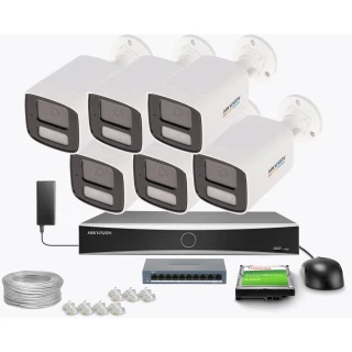 Zestaw do monitoringu Hikvision 6x DS-2CD1T67G2H-LIU 2.8mm, 6Mpx, IR+LED 50m, WDR 120dB