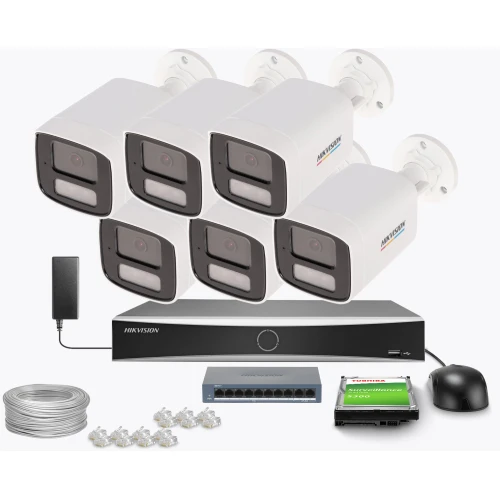 Zestaw do monitoringu Hikvision 6x DS-2CD1047G3H-LIUF/SL, aktywne odstraszanie, 2.8mm, 4Mpx, IR+LED 30m, WDR 120dB