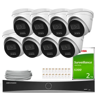 HiLook Hikvision stebėjimo rinkinys 8x IPCAM-T8-30DL 4K Smart Hybrid Light 30m, aptikimas