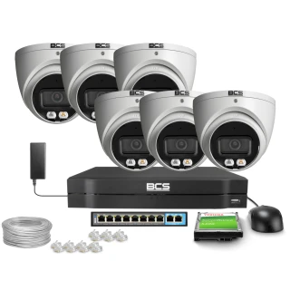 IP stebėjimo komplektas 6x BCS-L-EIP18FCR3L3-AI1 8Mpx, NightColor, WDR 120dB, IR 30m