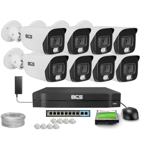 Zestaw do monitoringu IP 8x BCS-L-TIP26FCR5L5-Ai1 6Mpx, NightColor, Whitelight 50m, funkcje inteligentne