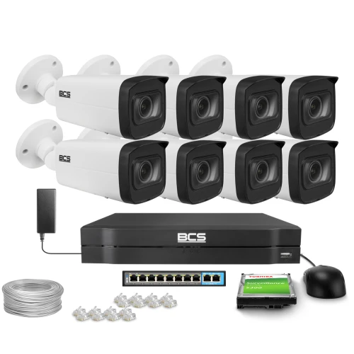 Zestaw do monitoringu IP 8x BCS-L-TIP44VWR5 4Mpx, Motozoom 2.8~12mm, IR50m, WDR120dB