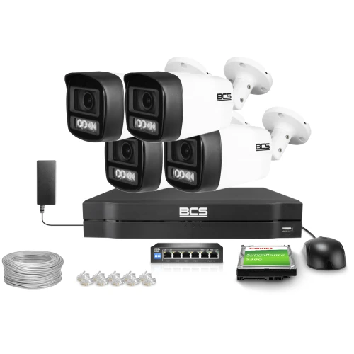 IP stebėjimo rinkinys BCS Line 4x BCS-L-TIP14FCL5-Ai1, 4Mpx, NightColor 2.0, WhiteLight