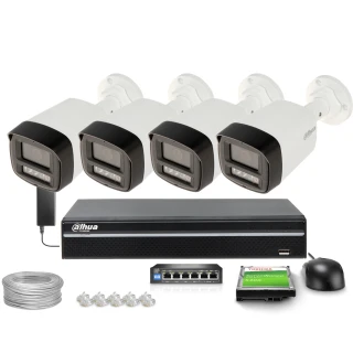 Zestaw do monitoringu IP Dahua 4x IPC-HFW1239TL1-A-IL-0280B 2Mpx, Smart Dual Light 30m, Full-Color 