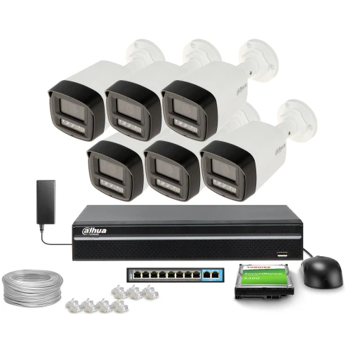 Zestaw do monitoringu IP Dahua 6x IPC-HFW1239TL1-A-IL-0280B 2Mpx, Smart Dual Light 30m, Full-Color