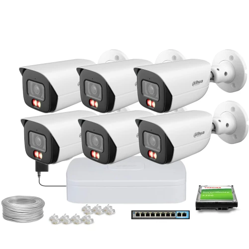 Zestaw do monitoringu IP Dahua 6x IPC-HFW3849E-AS-IL-0280B 6Mpx, Smart Dual Light 30m Full-Color + AcuPick 