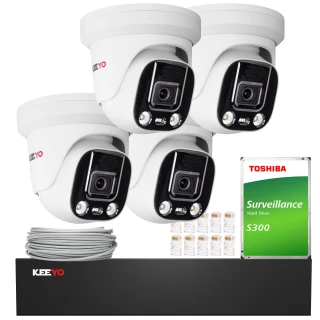 IP stebėjimo rinkinys KEEYO 4x LV-V-IP5M25DF-ADC 5Mpx, aktyvus atgrasymas, dvigubas apšvietimas