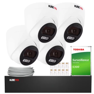 IP stebėjimo rinkinys KEEYO 4x LV-V-IP4M25DF-B 4Mpx, PoE, IR 25m, Garso, AI