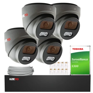 Stebėjimo rinkinys KEEYO 4x LV-V-IP8M25DF-DL-G 8Mpx, hibridinis IR/LED apšvietimas