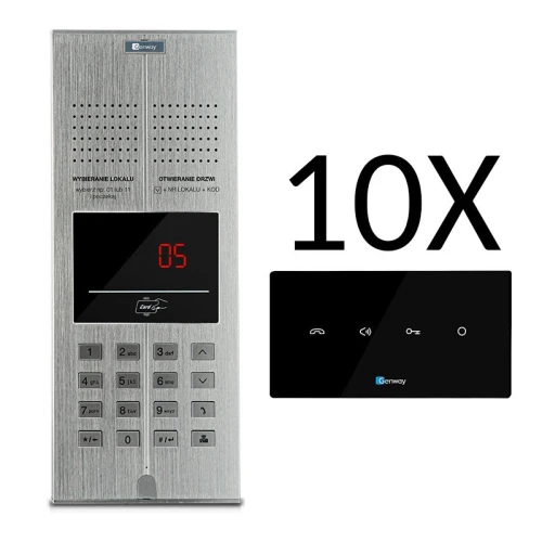 Digitalus 10 šeimų domofono rinkinys GENWAY WL-03NL V2 Unifon su garsiakalbiu