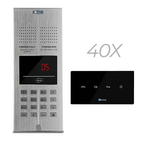 Digitalus 40 šeimų domofono rinkinys GENWAY WL-03NL V2 Unifon su garsiakalbiu