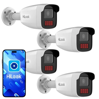 HiLook by Hikvision IP cilindrinių kamerų rinkinys 4x IPCAM-B4-50IR, IR 50m, 4Mpx