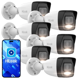 HiLook by Hikvision 6x IPCAM-B6-30DL 6Mpx Smart Hybrid-Light 30m IP cilindrinių kamerų rinkinys