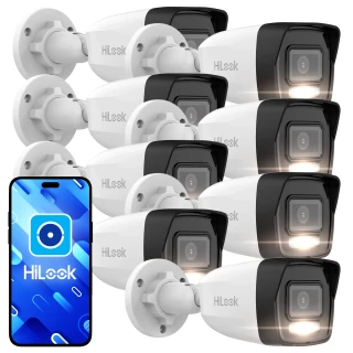 HiLook by Hikvision IP cilindrinių kamerų rinkinys 8x IPCAM-B6-30DL 6Mpx Smart Hybrid-Light 30m