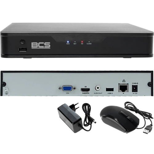 Savarankiškai montuojamas stebėjimo rinkinys: 6 BCS-P-TIP14FSR5 4MPx kameros, BCS-P-NVR0801-4K-E 8MPx įrašytuvas, 1TB diskas, laidų sujungimas