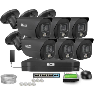 Zestawy do monitoringu IP 6x BCS-L-TIP28FCR5L5-Ai1-G 8Mpx, WhiteLight 50m, WDR120dB, NightColor
