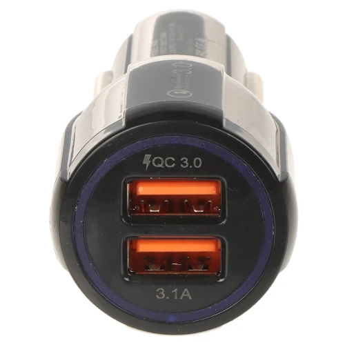 USB automobilinis įkroviklis 5V/3.1A/2XUSB-QUICK3.0/CAR